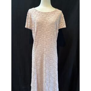 Women’s Aleani Pale Pink Floral Pattern Cap Sleeve Dress Sz 22W